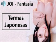 JOI hentai en las termas japonesas. Voz española.