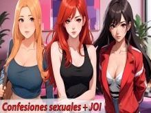 Super JOI hentai. Verdad o reto en la pijamada. Instrucciones para paja en español.