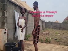 Hoana adicta al sexo Nasty Perra Fuce a su esposo hermano afuera detrás de la ventana