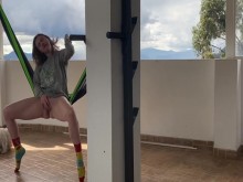 Gringa Orgasmo A Chorro en la hamaca