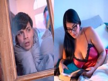 ¡TERMINA MAL! Mujer tetona comparte cama con su hijastro cachondo
